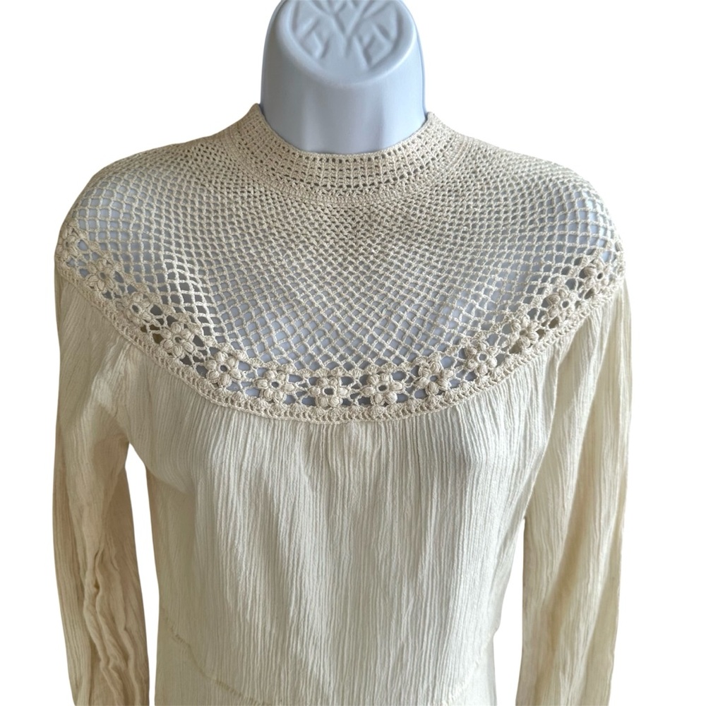 Balkan Antique Folk Crochet Cotton Dress - Picture 5 of 16